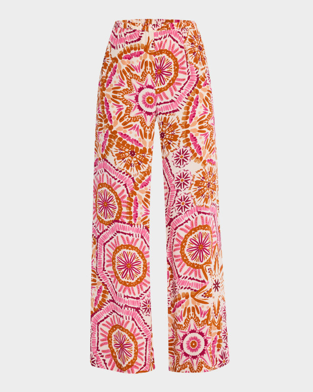 Devon Kaleidescope-Print Wide-Leg Pull-On Pants
